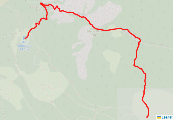 Poiana Zănoaga – Piatra Craiului mică 1816 m – Şaua Crăpătura – Cabana Curmătura